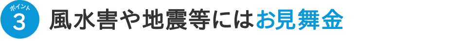 ポイント3 風水害や地震等にはお見舞金