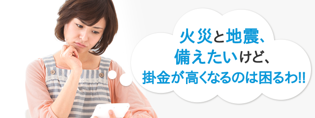 火災と地震、備えたいけど、掛金が高くなるのは困るわ!!