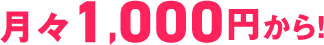月々1,000円から！